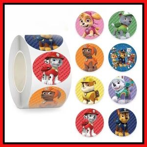 Paw Patrol Character Sticker Roll - Colorful Round Stickers